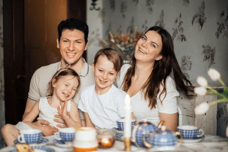 happy family with children at home